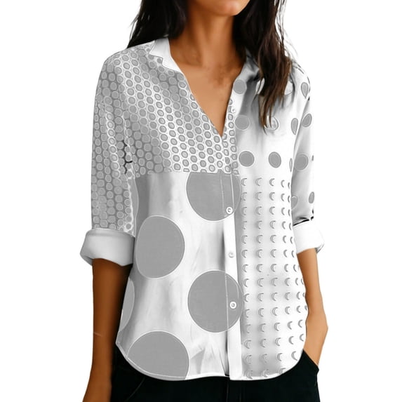 Utoimkio Women's Long Sleeve Button Down Shirts Casual Striped Dress Shirt Collared Office Work Blouse Tops Size S-XXL