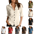 thumbnail image 1 of Utoimkio Women's Long Sleeve Button Down Shirts Cotton Linen Dress Shirts Casual Spring Fall Tops Work Blouses Size S-XXL, 1 of 7