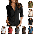 thumbnail image 1 of Utoimkio Women's Long Sleeve Button Down Shirts Cotton Linen Dress Shirts Casual Spring Fall Tops Work Blouses Size S-XXL, 1 of 8