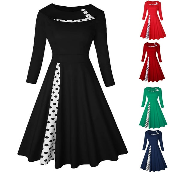 Utoimkio Women's Long Sleeve Elegant Formal Maxi Dress Casual Loose Crewneck Party Long Dress for Women