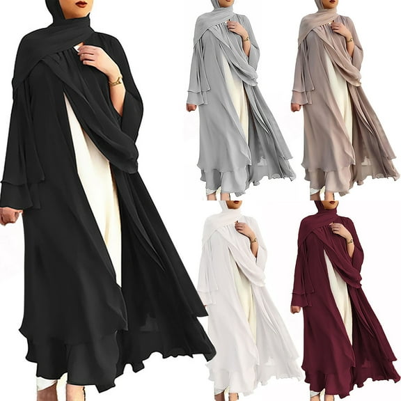 Utoimkio Women's Long Sleeve Plus Size Cardigan Midi Dress Casual Loose Crewneck A-Line Long Dresses for Women