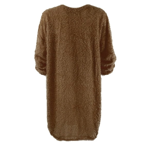 Utoimkio Women's Long Sleeve Sweater Dress Casual Loose Crewneck Pullover Sweaters Fall A-Line Knit Midi Dresses for Women