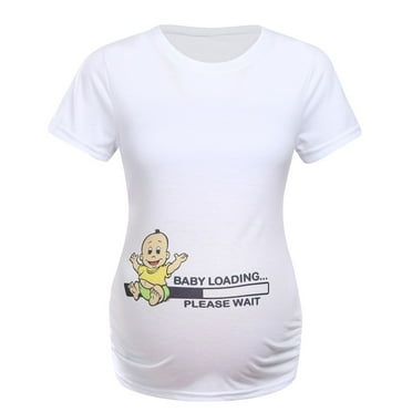 Utoimkio Women's Maternity Cute Baby Letter Print T Shirt Short Sleeve Crewneck Loose Shirts Summer Pregnancy Tee Tops
