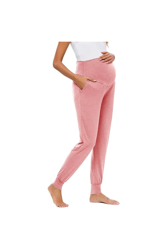 Women's Maternity Pants Maternity Activewear Joggers Elastic Comfortable Sweatpants Over The Belly Stretchy Pregnancy Lounge Pants with Pockets
