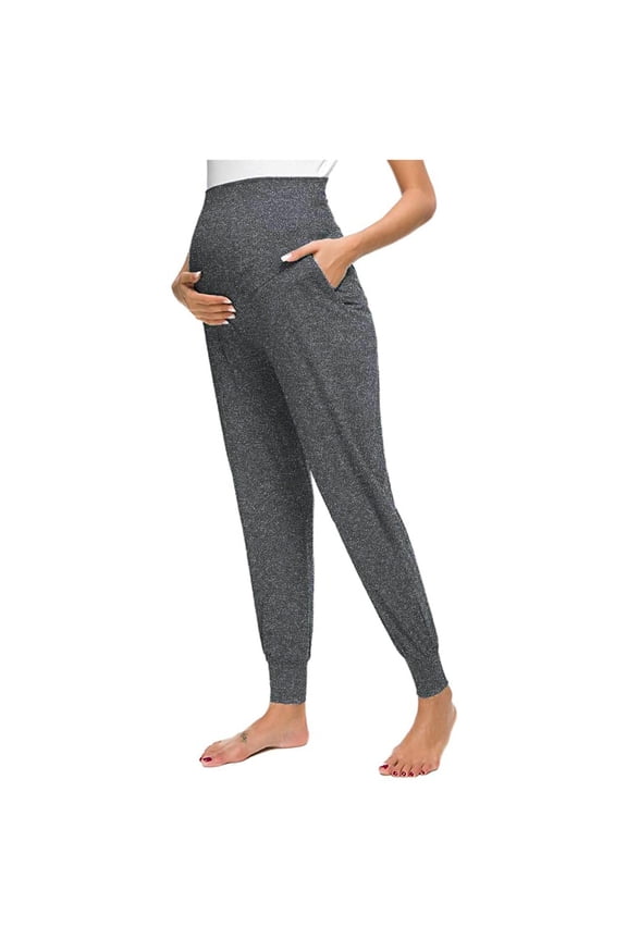 Women's Maternity Pants Maternity Activewear Joggers Elastic Comfortable Sweatpants Over The Belly Stretchy Pregnancy Lounge Pants with Pockets
