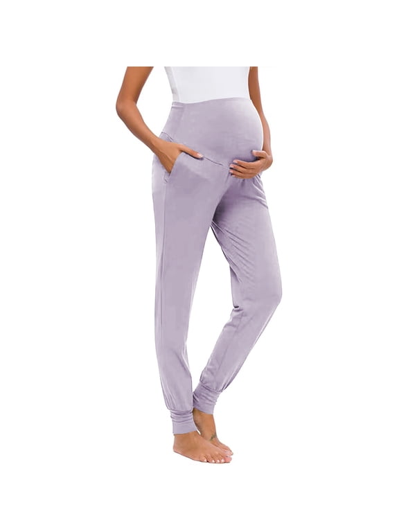 Women's Maternity Pants Maternity Activewear Joggers Elastic Comfortable Sweatpants Over The Belly Stretchy Pregnancy Lounge Pants with Pockets