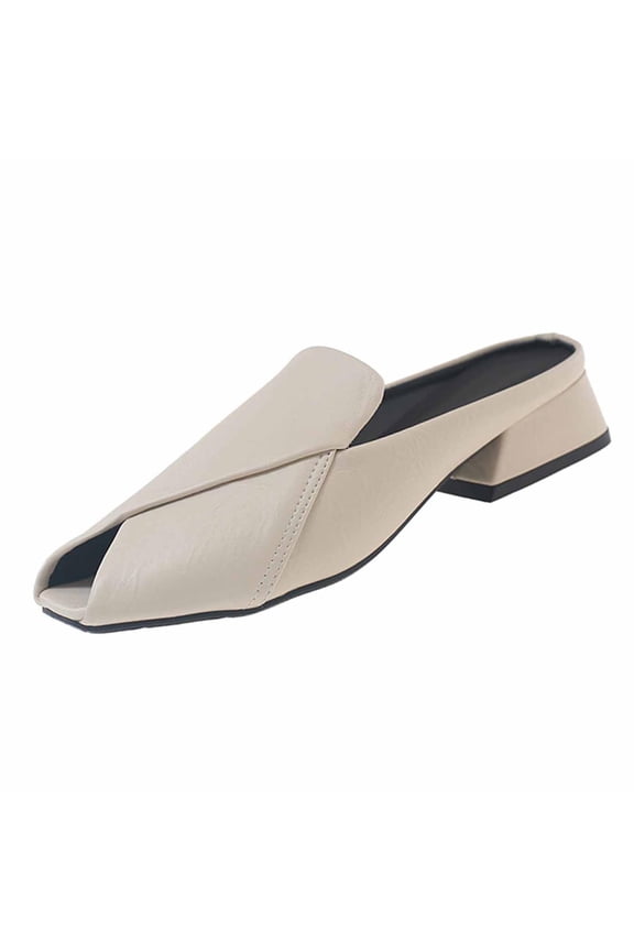 Women's Mules Low Heel Open Square Toe Slip On Backless Dress Shoes