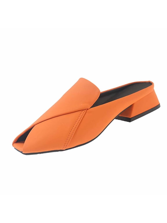 Women's Mules Low Heel Open Square Toe Slip On Backless Dress Shoes