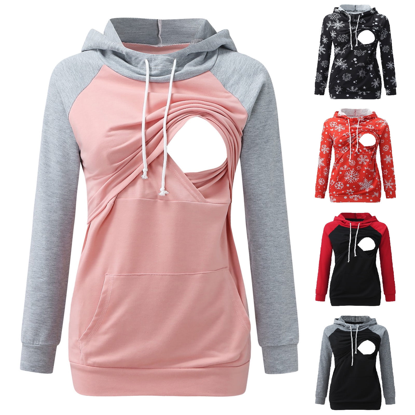 Rosé  Reverie maternity and Nursing Hoodie Sweatshirt