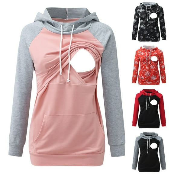 Utoimkio Women's Nursing Hoodie Sweatshirt Long Sleeve Maternity Breastfeeding Tops Pregnancy Casual Hoodies Clothes