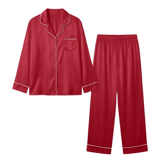 Utoimkio Women's Pajama Sets Button Down 2 Piece Pjs Long Sleeve Loose Tops & Pants Fall Winter Sleepwear