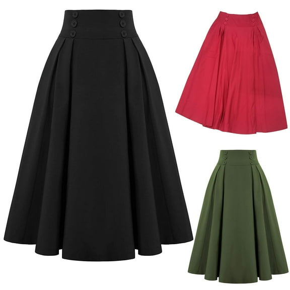 Utoimkio Women's Plaid Skirt Vintage High Waist Pleated Skirt S-XXL