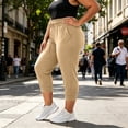 thumbnail image 1 of Utoimkio Women's Plus Size Drawstring Elastic High Waist Capri Jogger Pants,Cuffed Ankle Cropped Sweat Joggers with Side Pockets for Workout & Daily Casual Wear, 1 of 6