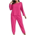 thumbnail image 1 of Utoimkio Women's Plus Size Pajama Sets Solid Color Soft 2 Piece Lounge Set Long Sleeve Pjs Long Pants Comfy Breathable Sleepwear Fall Clothes Set, 1 of 6