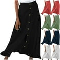 thumbnail image 1 of Utoimkio Women's Ruffles High Waist Maxi Skirt Casual A Line Button Down Pleated Skirts, 1 of 5