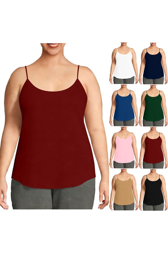 Women's Seamless Plus Size Camisole Spaghetti Strap Cami Tunic Tank Tops Size L-5XL