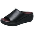 thumbnail image 1 of Utoimkio Women's Slide Sandals Summer Casual Comfortable Soft Sole Outdoor Wedge Heel Slide Platform Sandals with Arch Support, 1 of 7