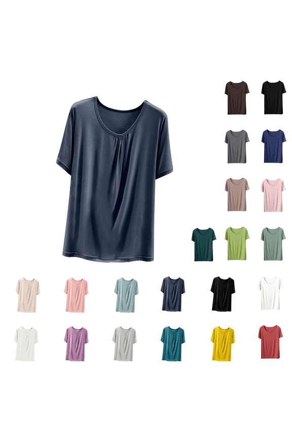 Women's Soft Comfy Pajama Tops Breathable Scoop Neck Sleep Tee Shirt Classic Fit Solid Color Basic T Shirts Size M-2XL