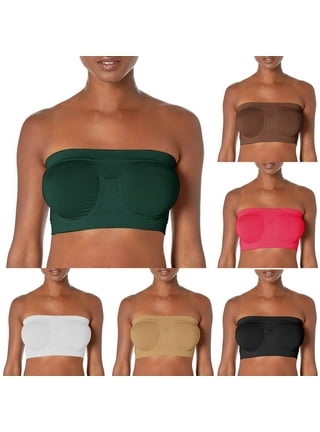 Shpwfbe Bras for Women Strapless Bra Push Up Womens Non Padded Bandeau Bra  Wire Strapless Convertible Bralettes Basic Layer Top Bra Womens Bras 