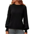 thumbnail image 1 of Utoimkio Women's Striped Sweater Pullover Crew Neck Long Sleeve Cable Knitted Casual Loose Lightweight Sweaters for Women, 1 of 7