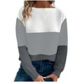 thumbnail image 1 of Utoimkio Women's Striped Sweater Pullover Crew Neck Long Sleeve Cable Knitted Color Block Casual Loose Lightweight Sweaters for Women, 1 of 8