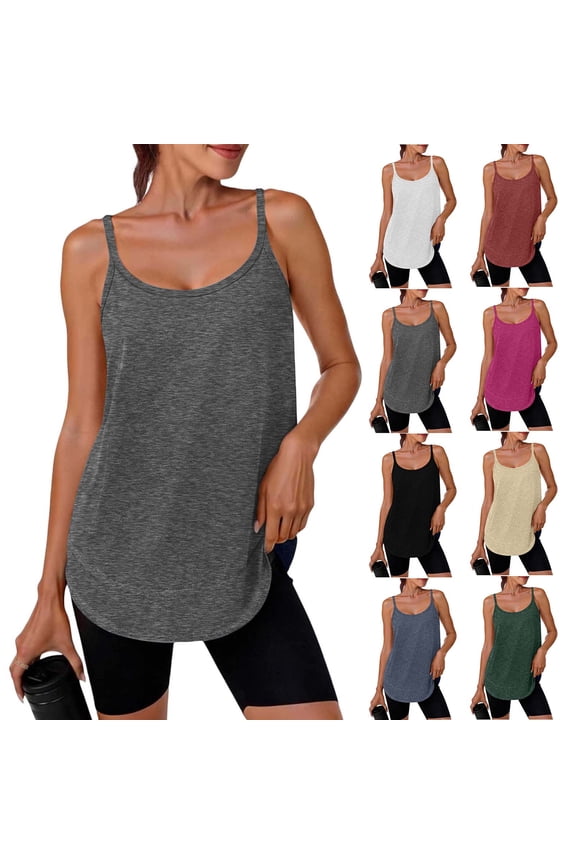 Women's Tank Tops Summer Loose Sleeveless Spaghetti Strap Blouses Scoop Neck Summer Size S-XXL