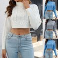 thumbnail image 1 of Utoimkio Women's Turtleneck Cropped Sweaters for Women Long Sleeve Slim Fit Solid Pullover Sweaters Winter Knitted Outwear Jumper Tops, 1 of 6