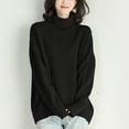 thumbnail image 1 of Utoimkio Women's Turtleneck Sweaters Cable Knit Long Sleeve Solid Pullover Sweaters Fall Winter Loose Fit Pullover Tops for Women, 1 of 6