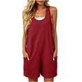 thumbnail image 1 of Utoimkio Women's U Neck Sleeveless Short Romper Jumpsuit,Loose Fit Side Pocket Casual Overall Shorts for Summer Beach Daily Wear, 1 of 6