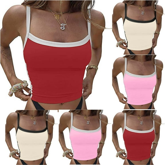 Utoimkio Women's V Neck Tank Tops Spaghetti Strap Sleeveless Underwear Summer Sleeveless V Neck Vest Slim Fit Blouse