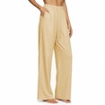 thumbnail image 1 of Utoimkio Women's Vertical Striped Wide Leg Pajama Pants Drawstring Elastic High Waist Soft Loose Sleep Trousers with Side Pockets for Home Lounging, 1 of 9