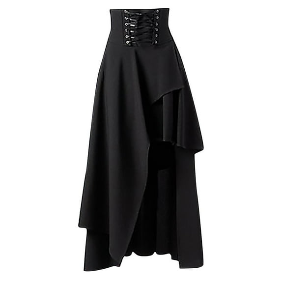 Utoimkio Women's Vintage Stretch High Waist Gothic Pleated Skirts A-Line Flared Midi Skirts