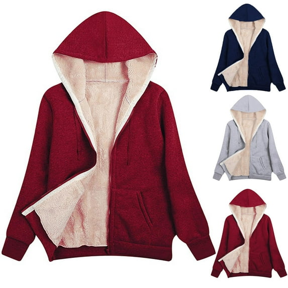 Utoimkio Women's Winter Hoodies Zip Up Fleece Lined Warm Sweatshirts Jackets with Pockets