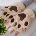 thumbnail image 1 of Utoimkio Women's Winter Plush Warm Fingerless Gloves Cute Print Thicken Warm Half Finger Gloves, 1 of 8