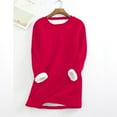 thumbnail image 1 of Utoimkio Women's Winter Warm Fleece Lined Crewneck Sweatshirt Solid Pullover Tops Fall Winter Loungewear Tunic Tops, 1 of 4