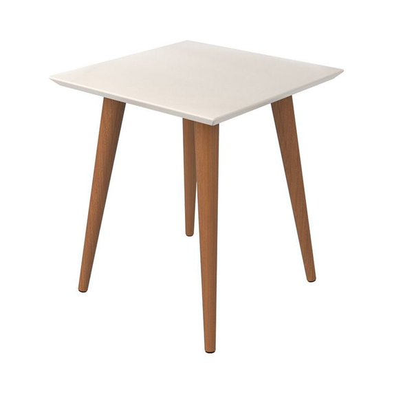 Utopia 19.68" High Square End Table With Splayed Wooden Legs in White Gloss