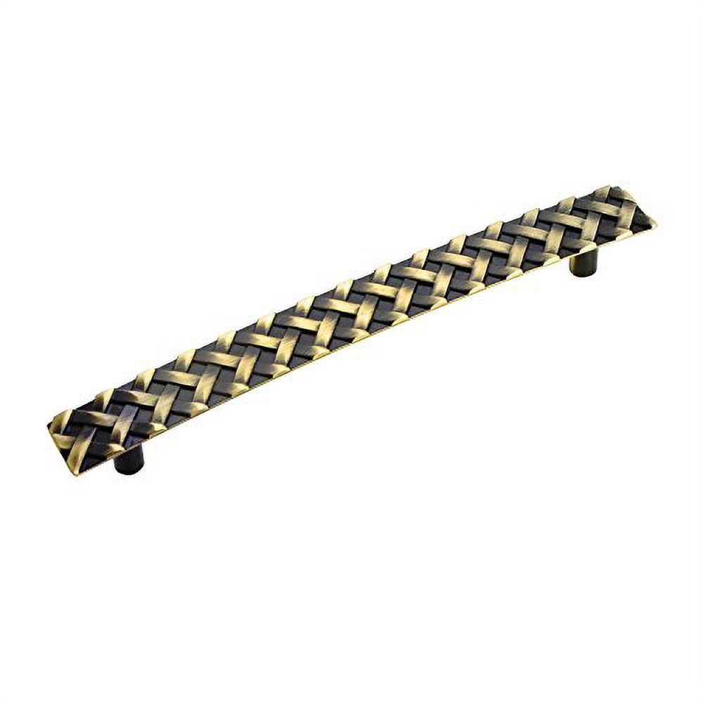 Utopia Alley 10pcs Basket Weave Pull Handle - Decorative Cabinet Drop Pull Handles- Vintage Cabinet Hardware with Hand Finished Antique Brass - Metal Drawer Pull Handle, 5.0" Center to Center