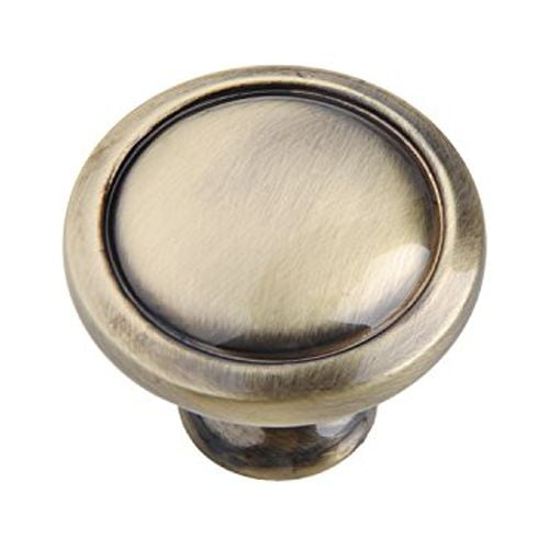 Utopia Alley 10pcs Luna Cabinet Ring Pull Knob - Decorative Cabinet Drop Pull Knobs for Cabinets and Drawers - Vintage Cabinet Hardware with Hand Finished Antique Brass - Metal Drawer Pull Knobs 1.2"