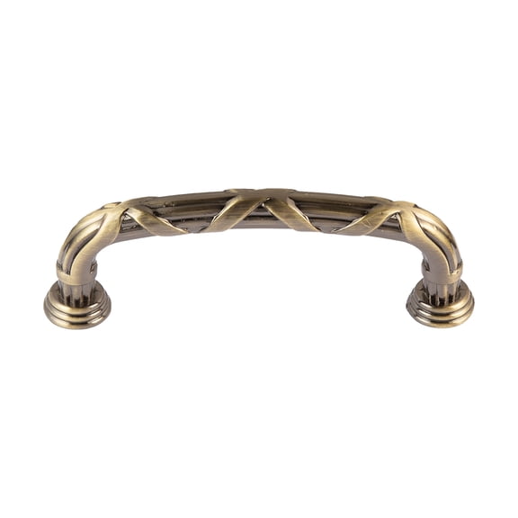 Utopia Alley 10pcs Riga Pull Handle - Decorative Cabinet Drop Pull Handles- Vintage Cabinet Hardware with Hand Finished Antique Brass - Metal Drawer Pull Handle, 3.75" Center to Center