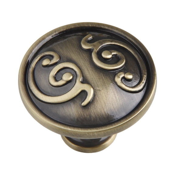 Utopia Alley 10pcs Roma Cabinet Ring Pull Knob - Decorative Cabinet Drop Pull Knobs for Cabinets and Drawers - Vintage Cabinet Hardware with Hand Finished Antique Brass - Metal Drawer Pull Knobs 1.3"
