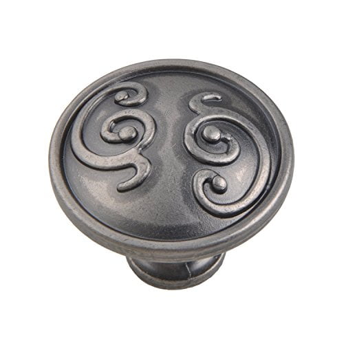 Utopia Alley 10pcs Roma Cabinet Ring Pull Knob - Decorative Cabinet Drop Pull Knobs for Cabinets and Drawers - Vintage Cabinet Hardware with Hand Finished Pewter - Metal Drawer Pull Knobs 1.3"
