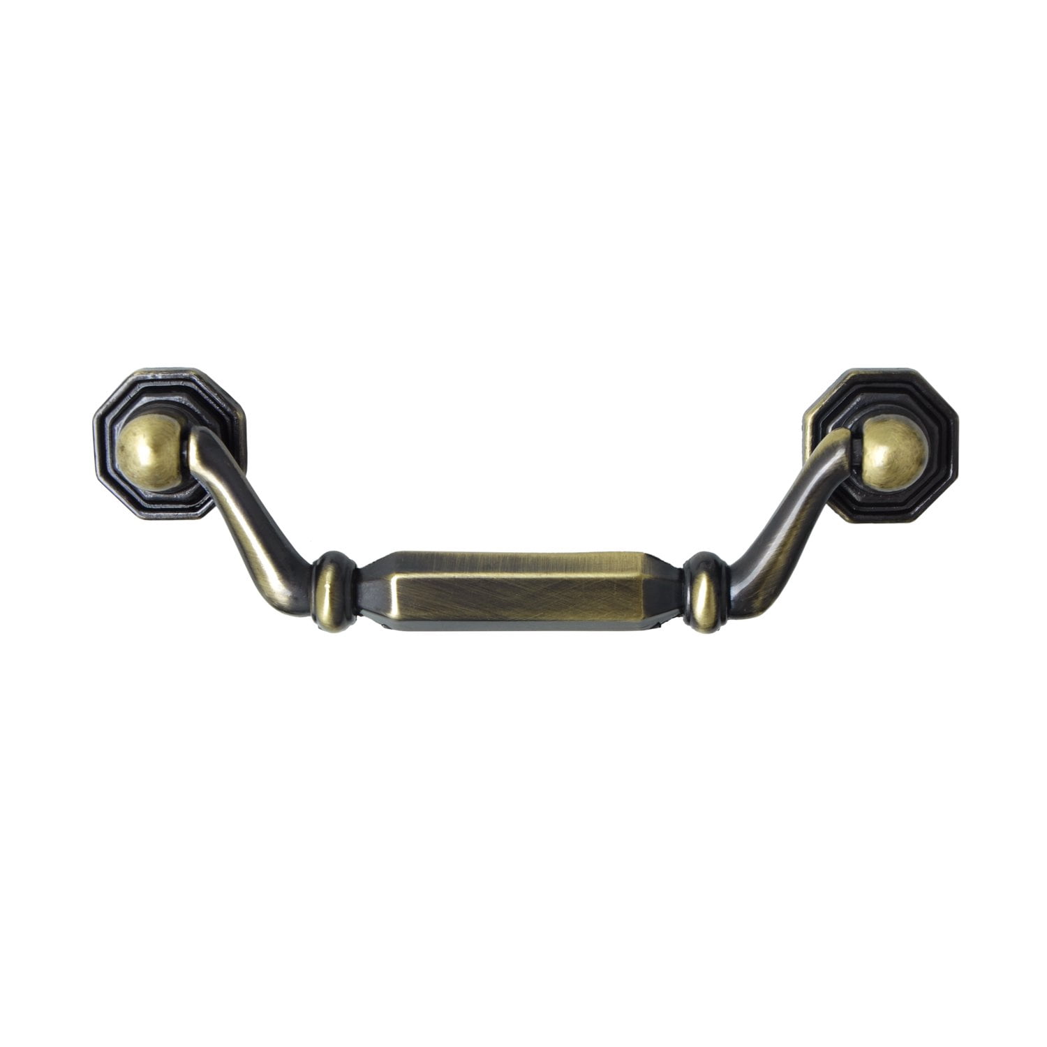 Utopia Alley 10pcs Suffolk Pull Handle - Decorative Cabinet Drop Pull Handles- Vintage Cabinet Hardware with Hand Finished Antique Brass - Metal Drawer Pull Handle, 3.8" Center to Center