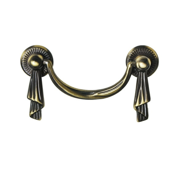 Utopia Alley 5pcs Lauren Pull Handle - Decorative Cabinet Drop Pull Handles- Vintage Cabinet Hardware with Hand Finished Antique Brass - Metal Drawer Pull Handle, 2.5" Center to Center
