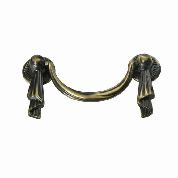 Utopia Alley 1pcs Lauren Pull Handle - Decorative Cabinet Drop Pull Handles- Vintage Cabinet Hardware with Hand Finished Antique Brass - Metal Drawer Pull Handle, 2.5" Center to Center