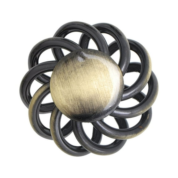 Utopia Alley 25pcs Aire Round Swirl Cabinet Ring Pull Knob - Decorative Cabinet Drop Pull Knobs- Vintage Cabinet Hardware with Hand Finished Antique Brass - Metal Drawer Pull Knobs 1.4"