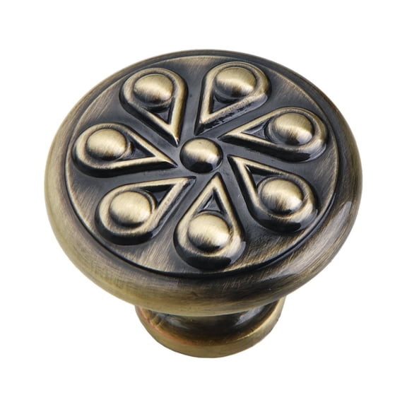 Utopia Alley 25pcs Ceil Cabinet Ring Pull Knob - Decorative Cabinet Drop Pull Knobs for Cabinets and Drawers - Vintage Cabinet Hardware with Hand Finished Antique Brass - Metal Drawer Pull Knobs 1.2"