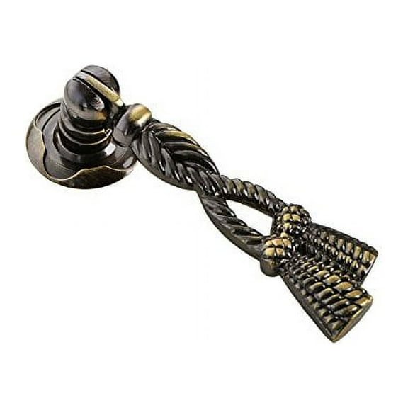 Utopia Alley 5pcs Draper Cabinet Ring Pull Knob - Decorative Cabinet Drop Pull Knobs for Cabinets and Drawers - Vintage Cabinet Hardware with Hand Finished Antique Brass - Metal Drawer Pull Knobs 2.7"