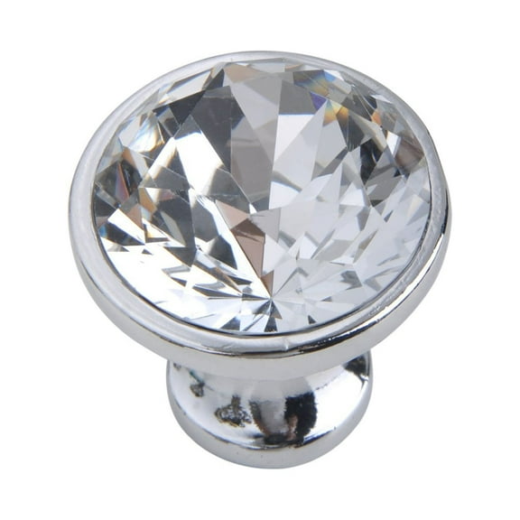 Utopia Alley 5pcs Gleam Crystal Cabinet Ring Pull Knob - Decorative Cabinet Drop Pull Knobs- Vintage Cabinet Hardware with Hand Finished Polished Chrome - Metal Drawer Pull Knobs 1.2"