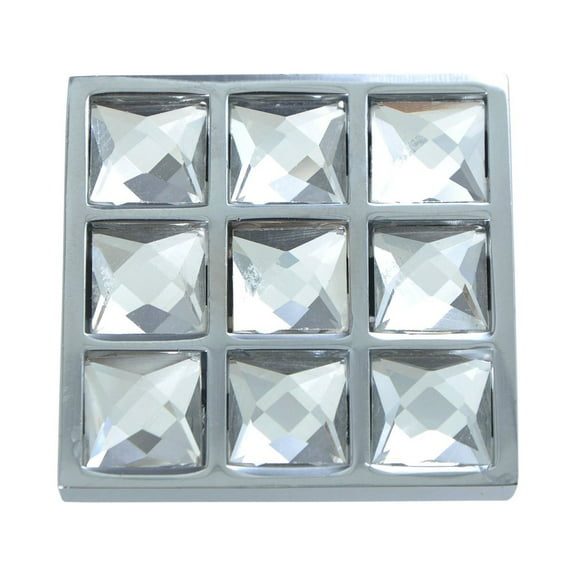 Utopia Alley 5pcs Gleam Grid 9 Crystal Cabinet Ring Pull Knob - Decorative Cabinet Drop Pull Knobs- Vintage Cabinet Hardware with Hand Finished Polished Chrome - Metal Drawer Pull Knobs 1.5"