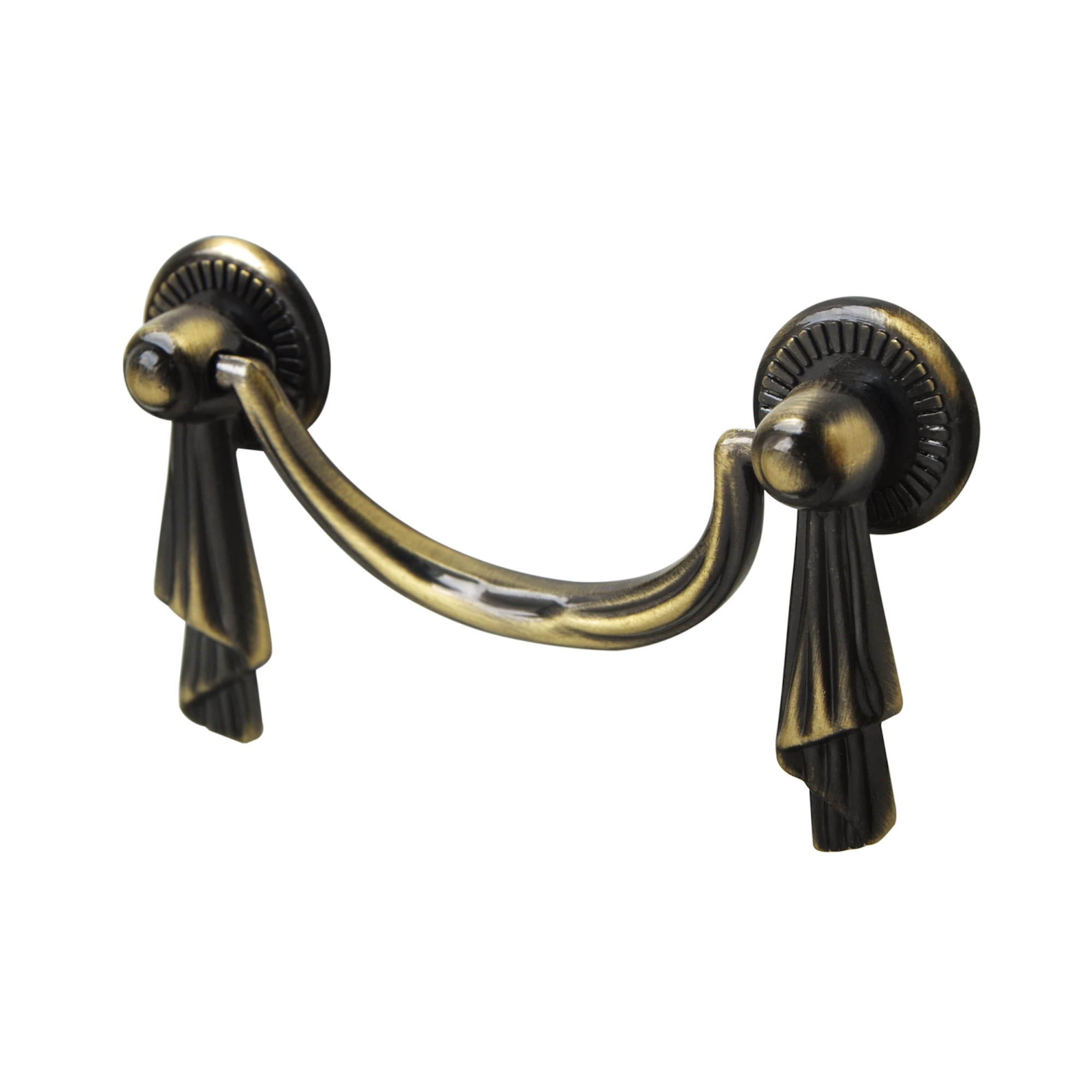 Utopia Alley 5pcs Lauren Pull Handle - Decorative Cabinet Drop Pull Handles- Vintage Cabinet Hardware with Hand Finished Antique Brass - Metal Drawer Pull Handle, 2.5" Center to Center